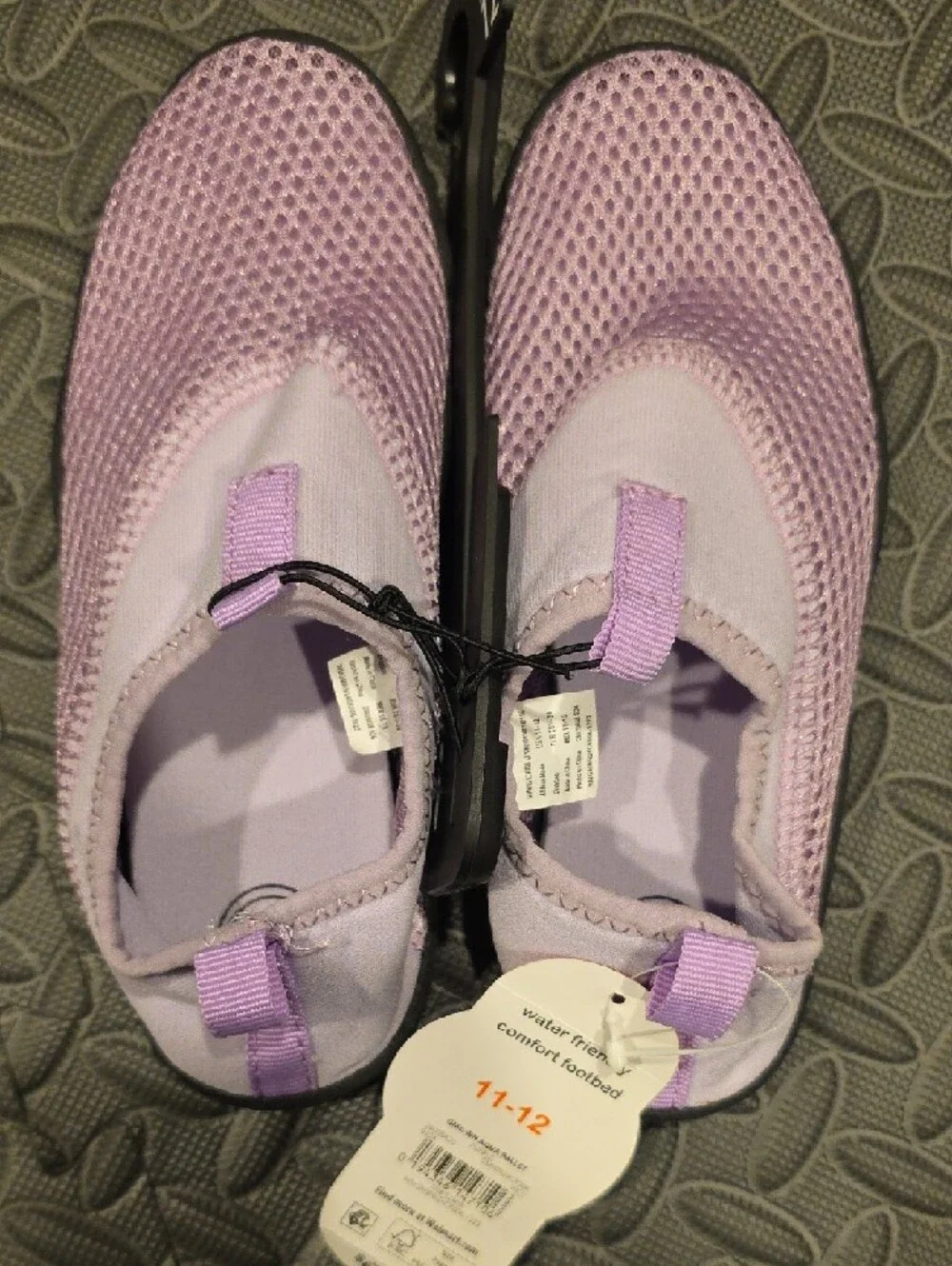 wonder nation Lavender Mesh Kids Water Shoes with Black Sole